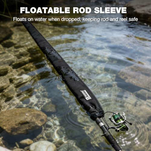 Booms Fishing Neoprene Rod Sleeve: Fishing Pole Sleeve - Protective Rod Socks with Hanging Loop & Adjustable Lanyard - RS8/9 Floating Pole Covers for Casting/Trolling, Spinning, Fly Rods - size: 60", style: Spinning