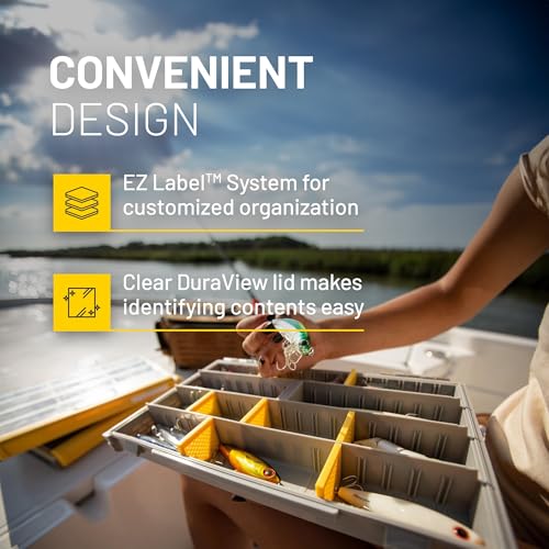 Plano EDGE 3700 Premium Tackle Utility Box, Gray and Yellow, Stackable Organizers, Waterproof, Rust-Resistant Bait and Tackle Storage - style: 3700 Standard