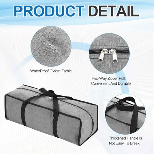 1 Pcs Zippered Tripod Bag, 24 x 10 x 10 Inch Water Resistant Oxford Cloth Outdoor Equipment Storage Bag with Handle for Travel Outdoor Camping Sports Fishing Rod, Grey