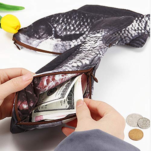 2 Pieces Simulation Fish-Shaped Pencil Case, Waterproof Coin Purse, Novelty Stationery Bag, Durable School Office Supplies Gift for Boys Girls