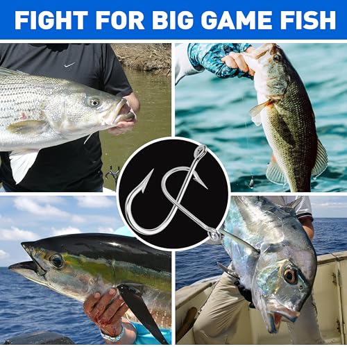Large Giant Shark Fishing Hooks Saltwater,12pcs Forged Alligator Tuna Hooks Big Game Stainless Steel J Fish Hooks Extra Strong for Shark Swordfish Tuna Catfish 5/0-13/0 - size: 6/0-12Packs