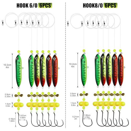 Catfish Float Rig Demon Dragon Style Rattling Line Float Propeller and Circle Hooks 6/0 8/0 for Santee Cooper Rig Catfishing Tackle - color: 8/0 Hook Catfish Rig - 6 PCS