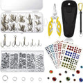 Skylety 200 Pcs Fishing Stainless Steel Split Rings, 50 Treble Hooks, Lure Tackle Connector Fishing Pliers, Fish Lanyard and 876 Lure Eyes for Tackle Fish - color: multicolor