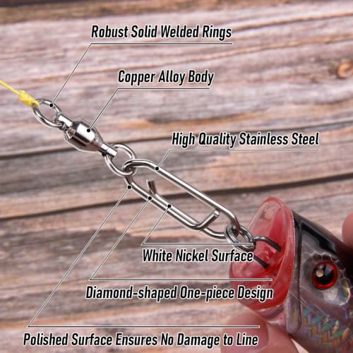 Alwonder 30-Pack Fishing Speed Clips Quick Change Snap Swivels, Ball Bearing Swivel Power Clips Fishing Snap Swivels Freshwater Saltwater Crankbait Popper Lures Quick Snaps Connectors Tackle - size: Size 2+M (55LB) 30pcs