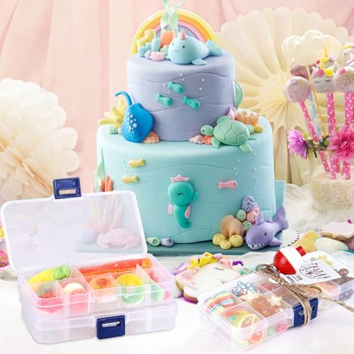 Draupnir 30 Sets Fishing Party Favors Candy Tackle Boxes with 30 Fishing Bobber 30 Thank You Cards for Fishing Theme Decorations