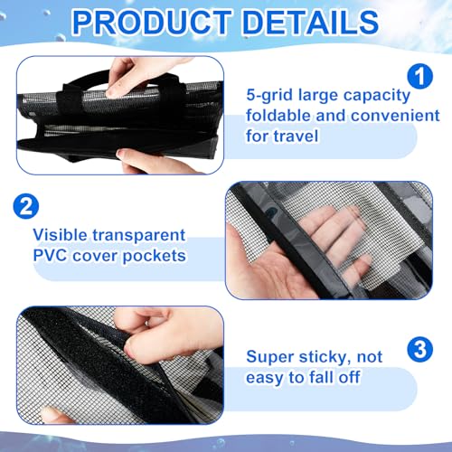 2 Pack 5 Pocket Lure Bag 24.8" x 11.4" Fishing Big Bait Bag Trolling Roll up Tackle Wrap Storage Organizer with Clear PVC Protective Cover for Lures, Bait, Terminal Tackle - size: 24.8" X 11.4"