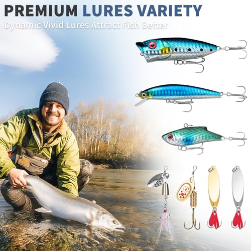 WITOROR Fishing Lures, Tackle Box with Tackle Included, Crankbaits, Soft Plastic Baits, Hooks, Weights & Fishing Accessories, Freshwater Fishing Gear Kit for Bass, Trout, Walleye & Beginners - size: 148pcs Advanced Kit