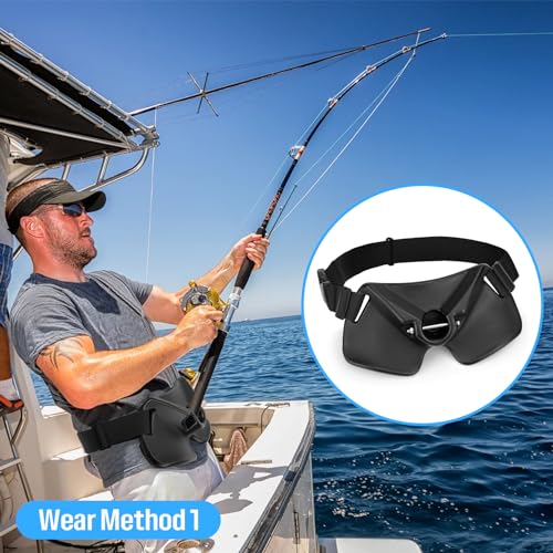 SANLIKE Fishing Belt Rod Holder Adjustable Fishing Fighting Waist Belt with EVA Padded Great Plastic Material Fighting Belt - color: Black