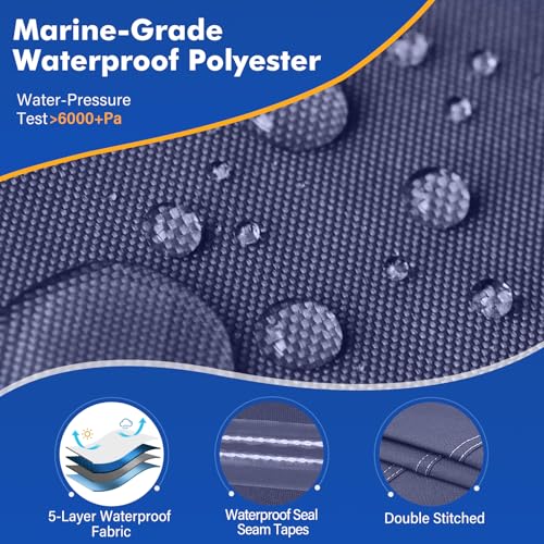 1200D Waterproof Boat Cover - Fits 14' to 16' ft Bass, V-Hull, Tri-Hull, Fish & Ski, Runabout Bowrider Boats - Heavy Duty Canvas Navy Blue - color: Navy Blue, size: Model A: Fits 14'-16' L X 68" Beam Width