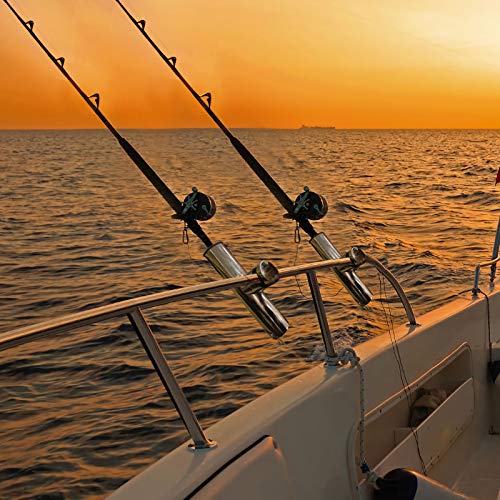 AMYSPORTS Stainless Steel Trolling Rod Holder Clamp Side Mount Fishing Pole Holders Adjustable Kayak Rail Rods Supporters Boat Sailboat for Boating - size: Size2PCS