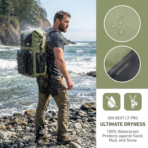 100% Waterproof Roll-Top Dry Bag Backpack with Front Splash-Proof Pocket, Lightweight Floating Pack for Kayaking, Hiking & Travel,35L (Green-black) - color: Green-black