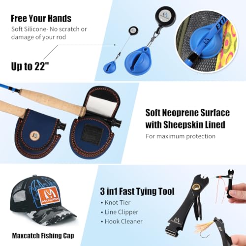 Maxcatch Extreme-X Fly Fishing Rod and Reel Combo, 3-8wt Complete Starter Fishing Outfit with Fly Box, Flies, Rod Clip Holder, Rod Case, Extra Tip Section - size: 8wt-9' 4pc Rod, 7/8wt Reel