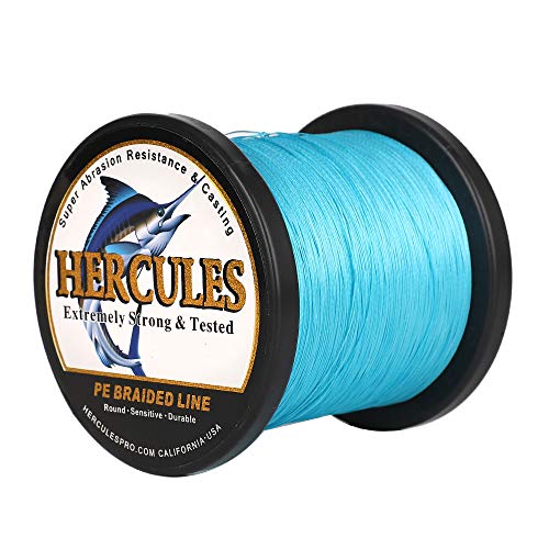 HERCULES Cost-Effective Super Cast 8 Strands Braided Fishing Line 10LB to 300LB Test for Salt-Water,109/328/547/1094 Yards(100M/300M/500M/1000M),Diam.#0.12MM-1.2MM,Hi-Grade Performance,Variety Colors - color: Blue, size: 20LB-0.20MM-2187YDS(2000M)-8 STRAN