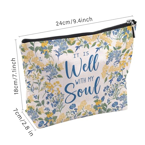Floral Makeup Bag, Flowers Gifts For Women, Blue Floral Makeup Pouch, Travel Toiletry Bag With Zipper, Birthday Gifts For Women, Travel Toiletry Bag - color: Blue Floral