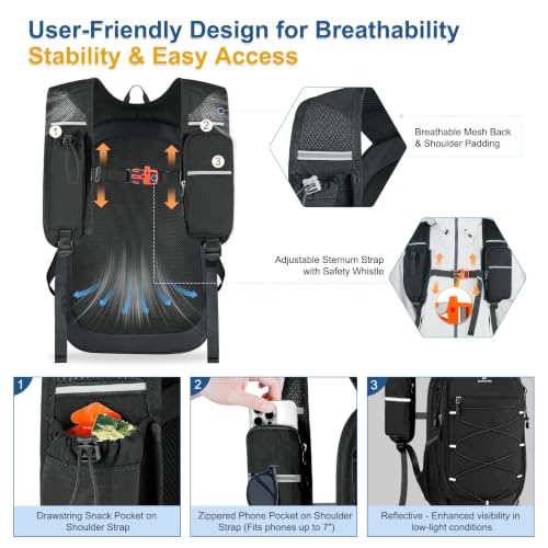 BECOJADDE Hiking Backpack 15L Small Backpack Packable Day pack Water Resistant Lightweight Travel Backpack for Women Men with Shoulder Strap Pockets for Hiking Camping Outdoor, Black - color: Black, size: 15L