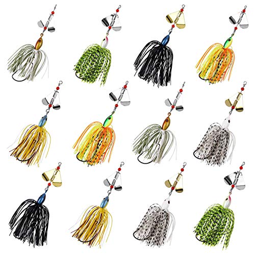 Spinnerbaits Buzzbaits Bass Fishing Lures Kit Buzz Bait Multicolor Spinner Bait Swimbait Metal Jig Lure for Bass Pike Trout Fishing - style: A-12pack