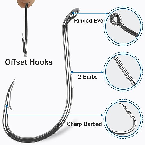 Octopus Baitholder Fishing Hooks, 120pcs Double Barbed High Carbon Steel Offset Circle Hooks Extra Sharp Bait Holder Live Bait Fish Hooks for Bass Catfish Walleye Freshwater Saltwater - size: 6#-120PCS