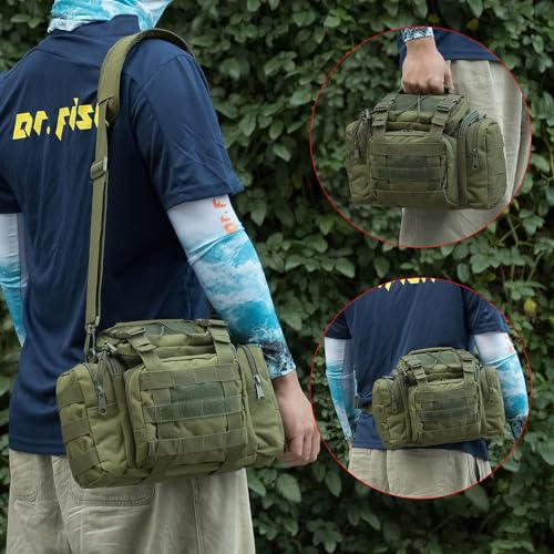 Dr.Fish Fishing Tackle Bag 5 Boxes with 60 Lures Included Loaded Stocked Tackle Box Set Spinner Lures Kit Freshwater Gear Equipment - color: Black Bag, 11.4*4.9*7.9’'