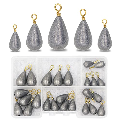 Fishing Weights Sinkers Kit, 25pcs Various Bass Casting Weights Drop Shot Sinkers Catfish for Saltwater Freshwater Fishing - size: B:1/8oz(3.5g)-30PCS