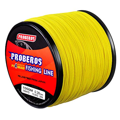 Braided Fishing Line 4 Strands Stronger Multifilament PE Braid Wire for Saltwater 6LB-100LB 110yards 328yards 547yards Super Strong Superline - color: Yellow, size: 328Yds/50LB