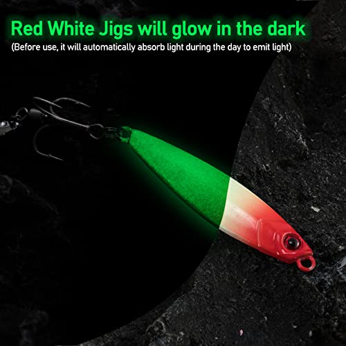 Dr.Fish 5 Pack Metal Jigging Spoon Saltwater Fishing Jigs Spoons Lures Casting Vertical Diamond Jig Lures Freshwater Bass Striper Mackerel Halibut - size: 1oz-Hook 4#