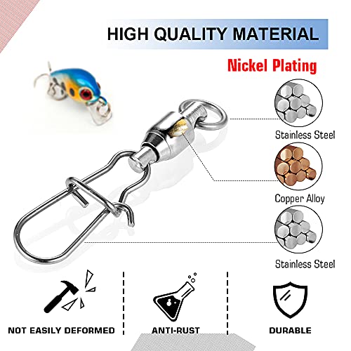 Atibin High Strength Fishing Swivels Tackle Stainless Connector Fishing Snaps Swivel Steel Lock Snap Swivels Saltwater Line Lure Connector - size: Size 1+1 (39lb) 25 pcs