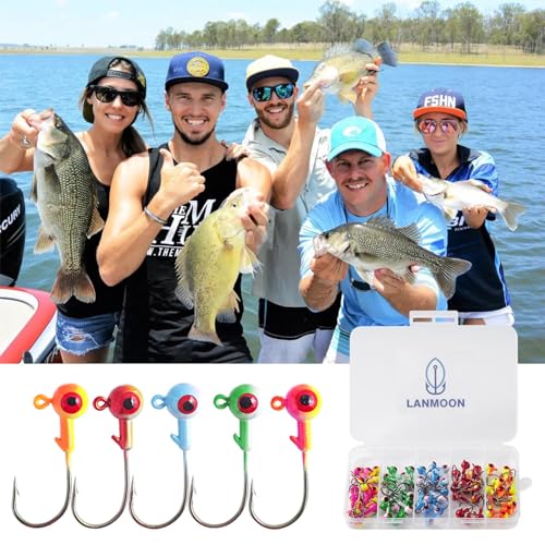 Crappie Jig Heads Kit, 75 Pieces Fishing Jig Head Hooks for Fishing Crappie Bass Trout Walleye 1/8oz 1/16oz 1/32oz - color: Fishing Jigs 75Pcs-1/16