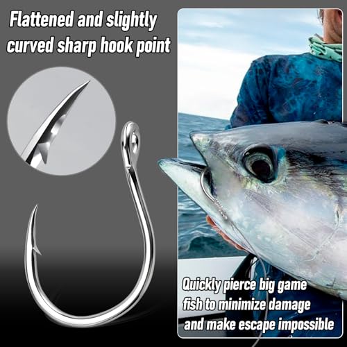 Alwonder Fishing Circle Hooks 5X Strong Catfish Octopus Livebait Hooks, High Carbon Steel Welded Fishing Hook Jigging Replacement Hook for Freshwater Saltwater Trolling Tackle Tuna, Marlin, Wahoo - size: #9/0 - 5 Pack