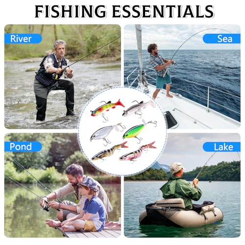 6PCS Swimbait Kit Realistic Bait and Surface Bait with Realistic 3D fisheye and Multi Joint Swimming Movements, Perfect for Saltwater and Freshwater Fishing Kits - color: B-6PCS
