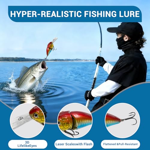 Keenjorika Fishing Lures Multi Jointed Fish Fishing Kits, Slow-Sinking Lifelike Segmented Swimbait Crankbaits, Realistic Swimming Action for Bass, Trout, Pike & Walleye, Freshwater and Saltwater - color: 3 Pack-Style 10