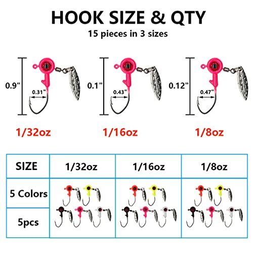 65Pcs Crappie Jigs Lure kit, 2 inch Crappie Bait with Fishing Jig Heads Hooks for Saltwater Freshwater Bass Trout - color: D: 15pcs crappie jigs and 50pcs lures