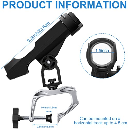 4 Pcs Fishing Boat Rods Holder 360 Degree Adjustable Folding Fishing Pole Holders with Large Clamp Opening for Boat Trolling Holder Pole Stand Rack Rod Bracket for Kayak Canoe Dock