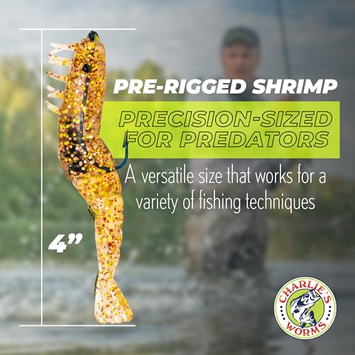 Charlie's Worms Artificial Fishing Bait Charlie's Shrimp Trio Freshwater Saltwater Bass Fishing Lures Scented Soft Bait 3pk - color: Sandman