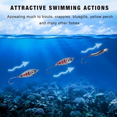 Trout Spoons Fishing Spoon Lure Set Single Hook Trout Lures Hard Metal Trout Baits Mini Fishing Jig Spoon Lures for Perch Char Crappie - color: Type B ( 12pcs )