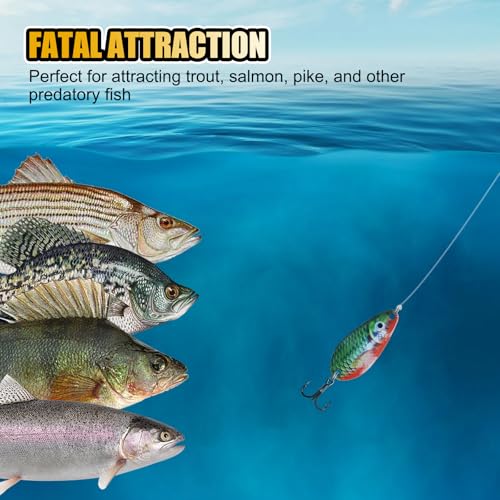 Fishing Spoons, Wide-Body Trolling Spoons with Treble Hooks for Bass, Trout, Pike, Walleye, Catfish Fishing Spoon Lures 5-Pack - color: 3/8oz treble hook spoons
