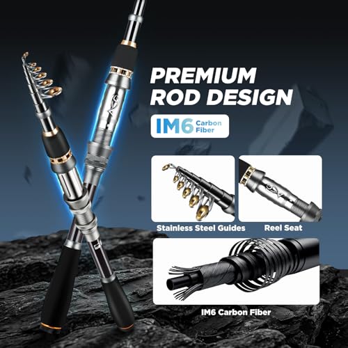 PLUSINNO Fishing Gear - Telescopic Fishing Rod and Reel Combo with Tackle Box, Collapsible Rod and Lures Box, Travel Fish Pole Starter Kit, Fishing Accessories Tackle Lure Kit Gifts for Men Bass Trout - color: Rod combo with 373pcs box, size: 1.8m 5.91ft