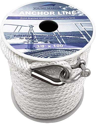 Young Marine Anchor line Anchor Rope Solid Braided Multifilament Polypropylene 3/8'' x50 - size: 3/8" x 50'