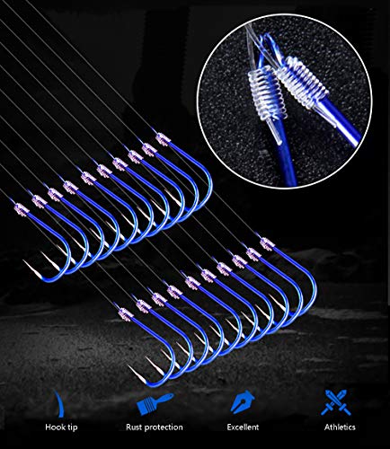 AMHDV Small Fishing Hooks with Line, Super Quick Penetration Fishing Hook Tie Nylon Line (Pack of 20) - style: 10#
