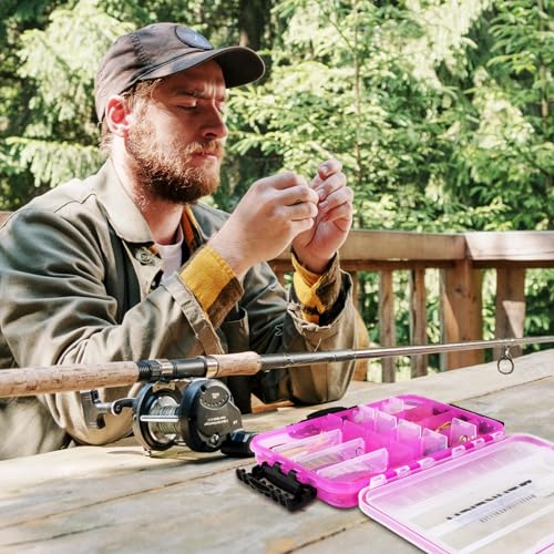 THKFISH Fishing Tackle Box 3600 Tackle Tray Floating Fishing Lure Box Storage Organizer Small Plastic Box with Adjustable Dividers,Sun-proof 1/2PCS - color: 1PCS-3600-PINK