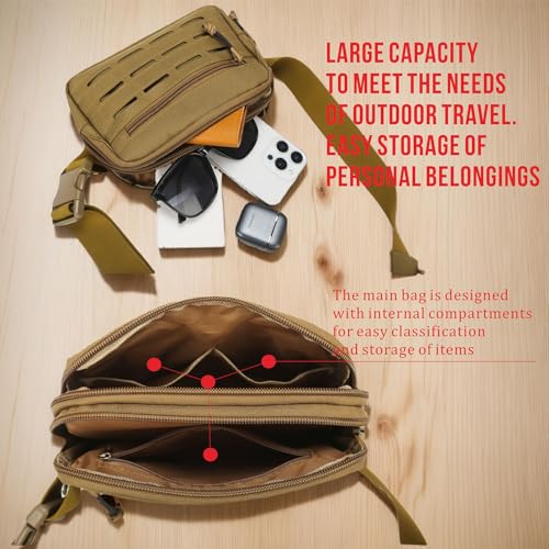 Small Waist Bag Fanny Pack for Men Women, Military Style Belt Bag with MOLLE System, Water-Resistant & Adjustable Strap for Running, Hiking, Festivals, Gym (Camo) - color: Camo