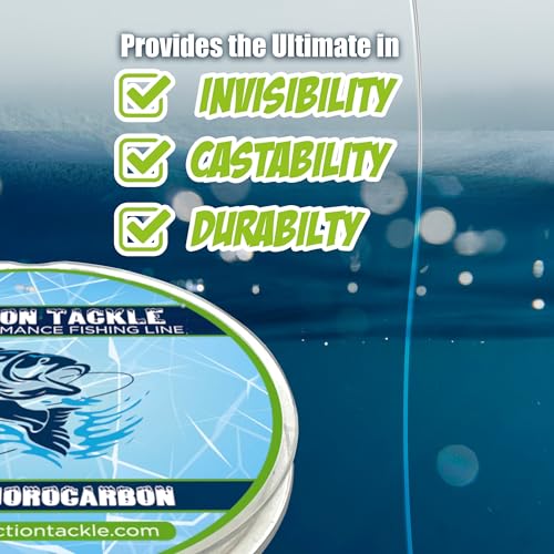 Reaction Tackle Ice Fishing Fluorocarbon Line - Fast Sinking, Abrasion Resistant, Low Visibility Leader and Main Line for Panfish, Trout, Walleye and Bass - size: 1 Lb (125 Yards)