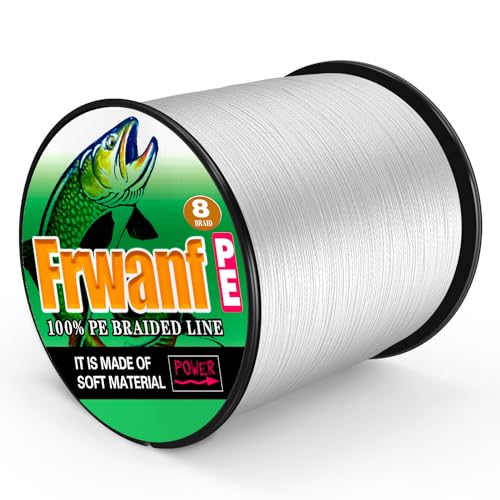8 Strand Braided Fishing Line - Colorfast - Zero Stretch - High Strength - Abrasion Resistant Braided Line - Thousands of Choices in 9 Colors - Professional Performance in Salt or Fresh Water - color: White (do not fade), size: 6LB-328Yards-0.10MM(do not