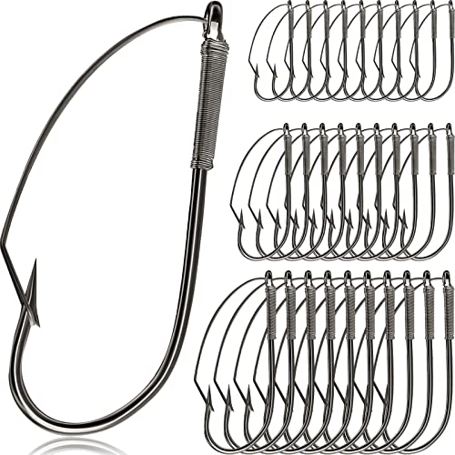 Sumind Weedless Wacky Rig Hooks Bass Carbon Steel Fishing Hooks for Wacky Rigging Worm Lure Baits - size: 1/0