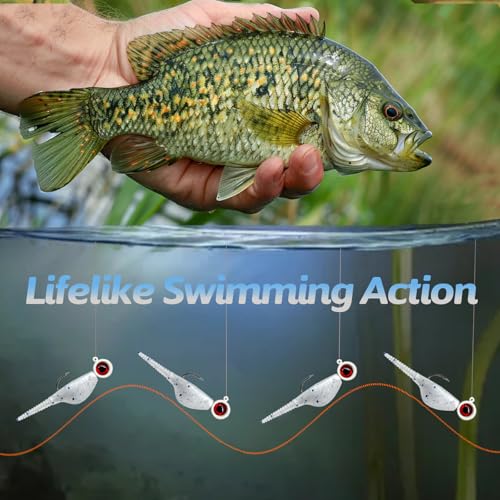 Crappie Lures Kit - Soft Plastic Lures for Trout, Bass, Panfish & Bluegill - 24 Packs - color: Pearl