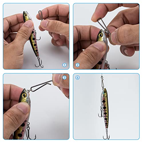 Dr.Fish 50 Pack Fishing Clips Quick Change Speed Clips Crankbait Snaps Stainless Steel Line Lure Hook Connector Freshwater - size: #3-40LB-0.83"