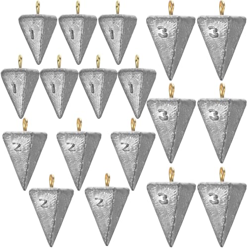 Shimeyao 18 Pieces Pyramid Sinkers Fishing Weights Triangle Fishing Sinkers Rig Pyramid Sinker for Ocean Saltwater Surf Bass Casting Gear Tackle - size: 1, 2 ,3 oz