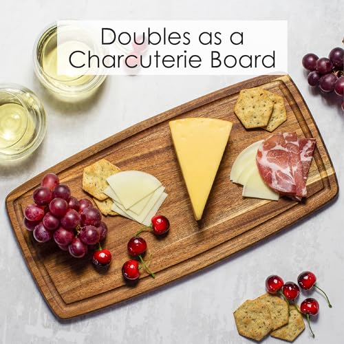 TB Home Acacia Wood Cutting Board with Juice Groove, 15-3/4" x 7-7/8"