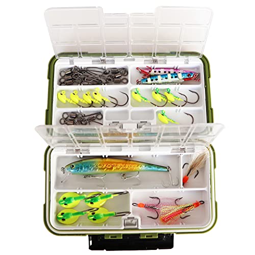 Fishing Tackle Box, Floating Storage Box, Double-Sided Fishing Lure Box with Adjustable Dividers Jewelry Organizer Making Kit Storage Container for Lure Hook Beads Earring Tool(Green) - color: Green (Size: 7.8" L x 4.2" W x 1.8" H)