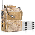 Rabjen Fishing Tackle Backpack with Rod Holders, Bottle Holder, Storage Bag Store Fishing Gear - color: Camouflage Khaki