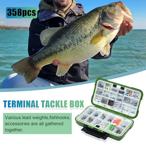 Fishing Backpack with Tackle Box - 358 Pcs Complete Fishing Tool Kit and Accessories Bundle for Anglers (Includes Bait, Hooks, Sinkers, Pliers, Lip Gripper & More) - color: Backpack With 358-piece Fishing Tool Kit